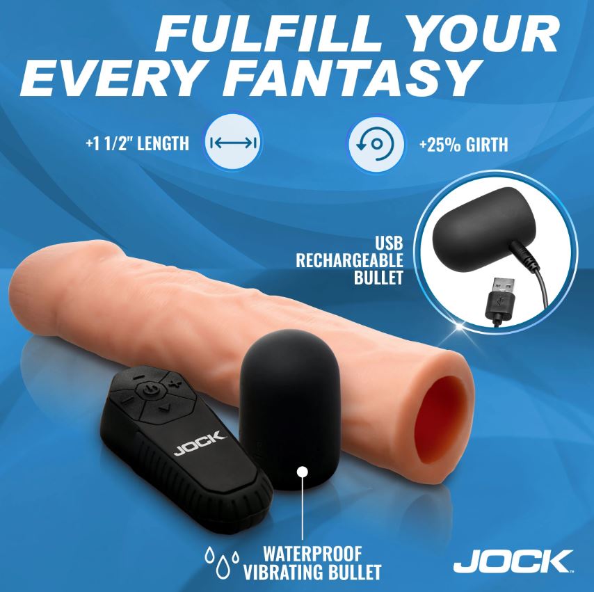 JOCK ENHANCERS 1.5IN REALISTIC PENIS EXTENSION VIBRATING LIGHT - CN1019LIG