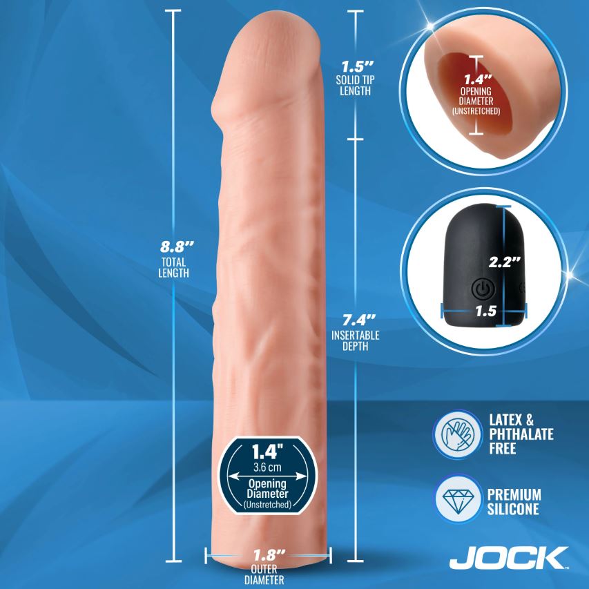 JOCK ENHANCERS 1.5IN REALISTIC PENIS EXTENSION VIBRATING LIGHT - CN1019LIG