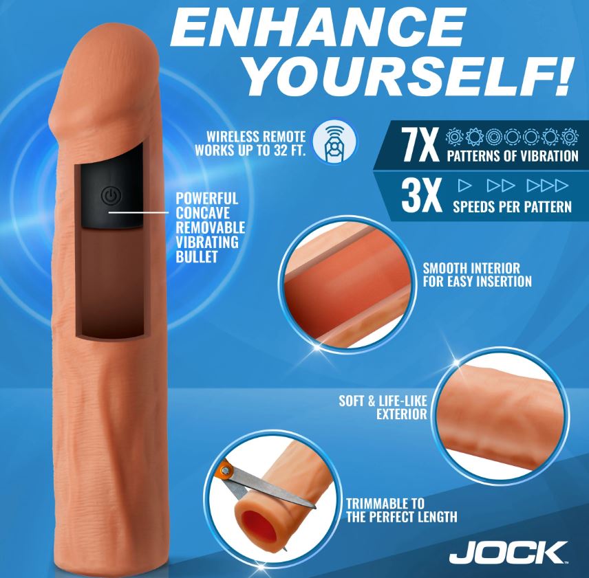 JOCK ENHANCERS 1.5IN REALISTIC PENIS EXTENSION VIBRATING MEDIUM - CN1019MED