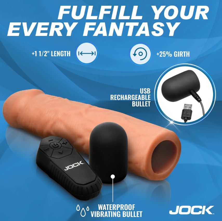 JOCK ENHANCERS 1.5IN REALISTIC PENIS EXTENSION VIBRATING MEDIUM - CN1019MED