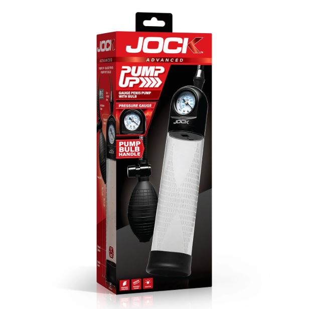 JOCK ADVANCED PUMP UP GAUGE PENIS PUMP W/BULB - CN1032