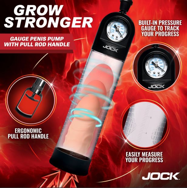 JOCK ADVANCED PUMP UP GAUGE PENIS PUMP W/PULL HANDLE - CN1033