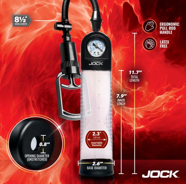 JOCK ADVANCED PUMP UP GAUGE PENIS PUMP W/PULL HANDLE - CN1033