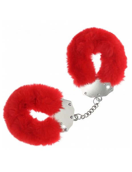 OUCH! HEAVY DUTY FLUFFY HANDCUFFS - RED - SHTOU1046RED