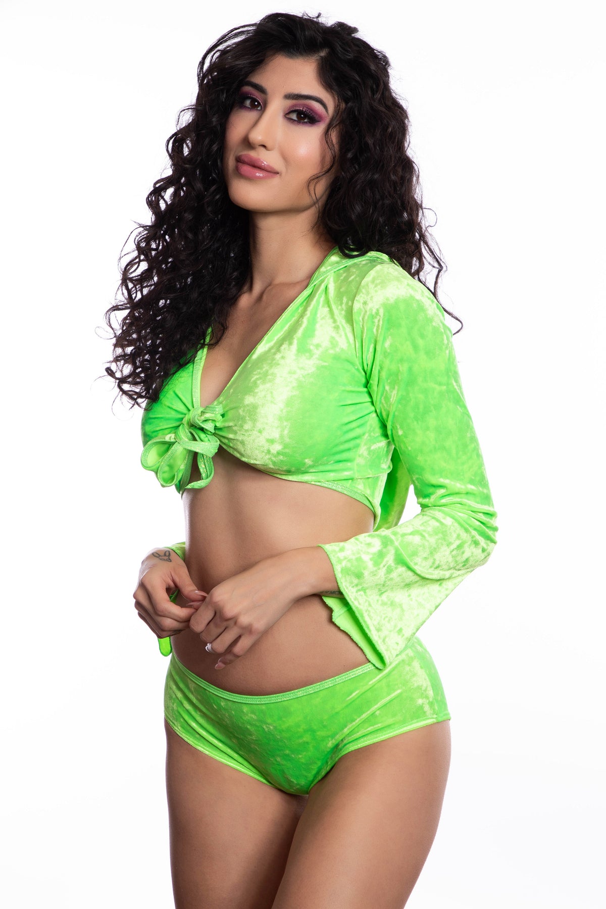 1095 Lime Velvet Set - 1095-05-038