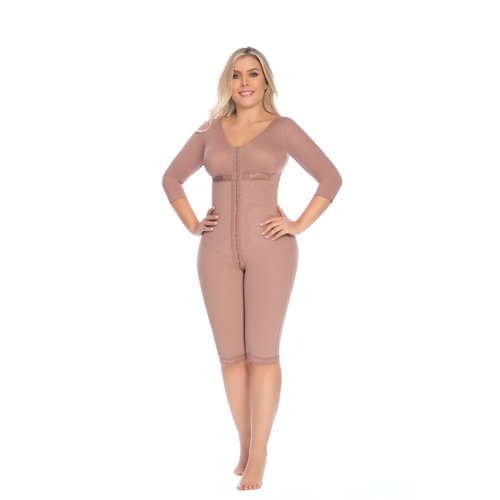 Body Garment-Below Knee-Bra-Sleeves 3 level hook. A post-surgical shaping girdle with a bu