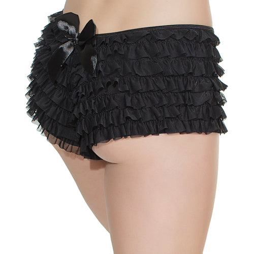 RUFFLE SHORTS W/BACK BOW BLACK O/S - CQ114BK