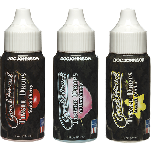 GOODHEAD TINGLE DROPS 3 PK 1 OZ FRENCH VANILLA SWEET CHERRY AND COTTON CANDY