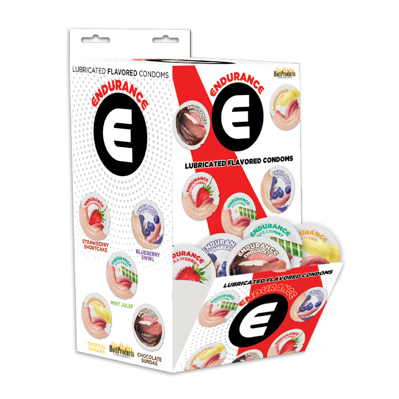 Endurance Lubricated Flavored Condoms Display 144 pcs