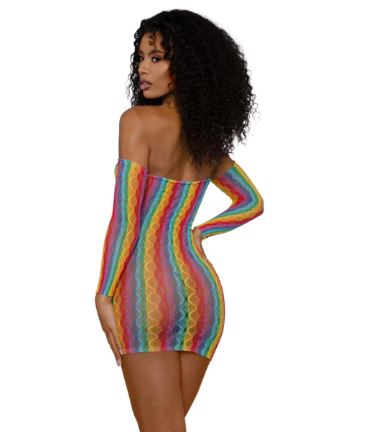 MINI DRESS WITH ARM WARMERS RAINBOW OS - DG14313RNBOS