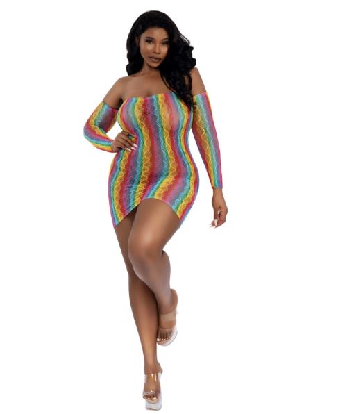 MINI DRESS WITH ARM WARMERS RAINBOW OSQ - DG14313RNB