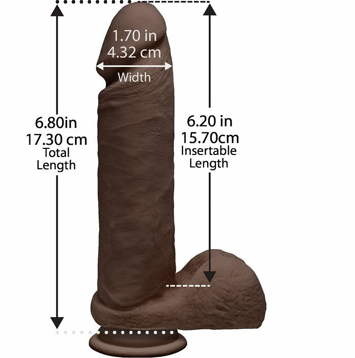 THE D PERFECT D 8 W/BALLS CHOCOLATE BROWN DILDO "