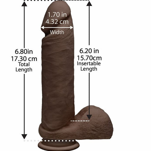 THE D PERFECT D 8 W/BALLS CHOCOLATE BROWN DILDO "