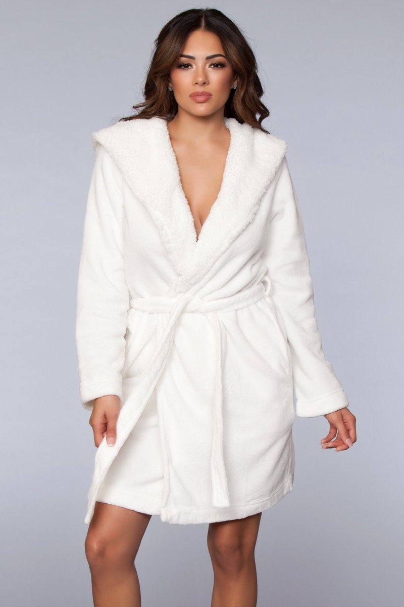 1817 Janet Plush Fleece Color Block Robe-Pinkfoxxx