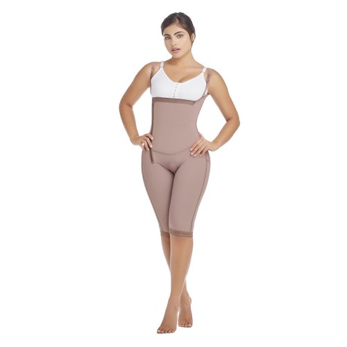 Body Garment Below Knee Braless Side Zipper. Open bust shapewear which allows you to conti