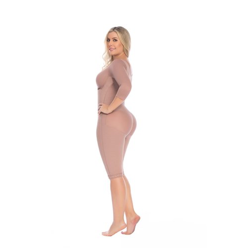 Body Garment-Below Knee-Bra-Sleeves 3 level hook. A post-surgical shaping girdle with a bu
