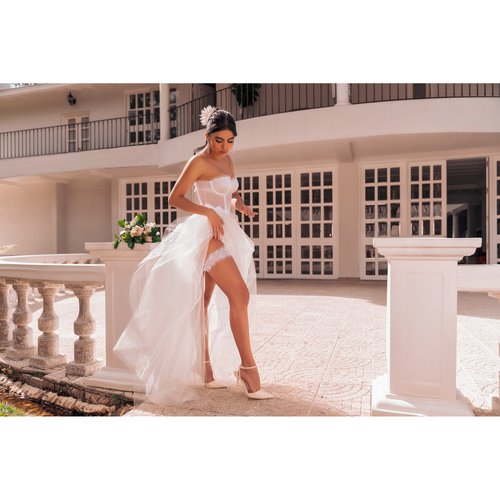 Elegance, romance, and sensuality come together in this stunning four-piece set. Crafted f