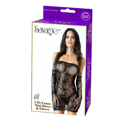 2PC CANNA MINI DRESS & GLOVES - SAVSD106B