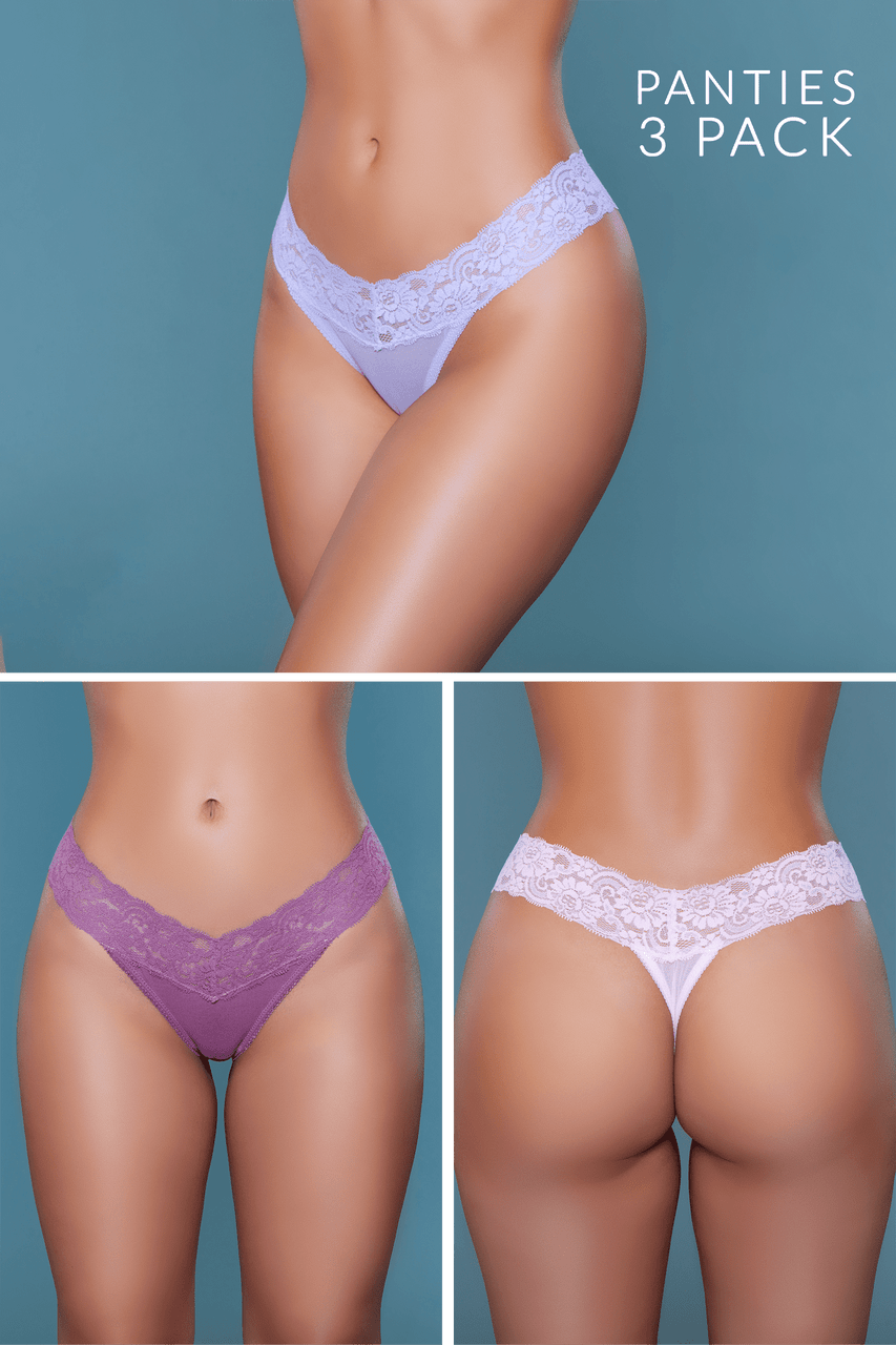 2201 Mila Thong 3 Pack-Pinkfoxxx