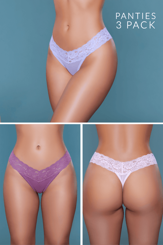 2201 Mila Thong 3 Pack-Pinkfoxxx