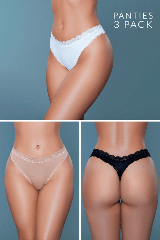 22023PK Mandy Thong 3 Pack-Pinkfoxxx