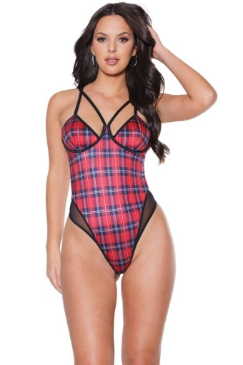22320 - Plaid and Sheer Nylon Teddy