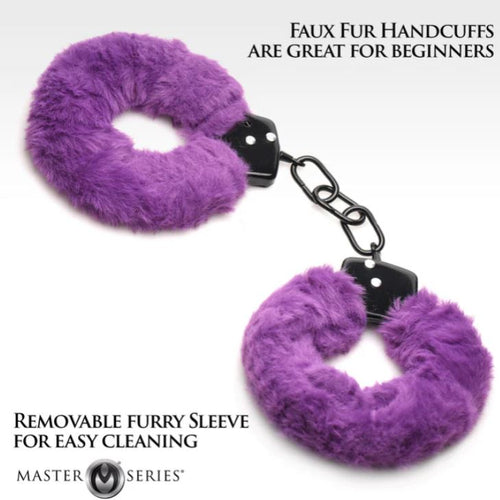 MASTER SERIES CUFFED IN FUR FURRY HANDCUFFS PURPLE - XRAG937PUR
