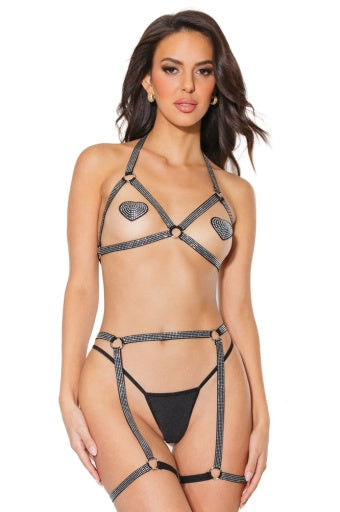 23318 - Harness bra & garter panty