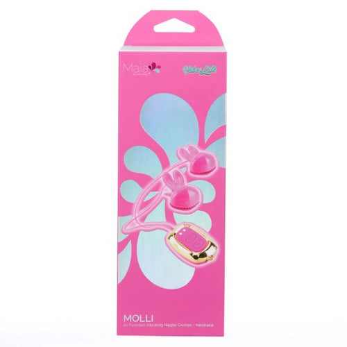 MOLLI VIBRATING NIPPLE CLAMPS & NECKLACE PINK - MTBO2520PNK