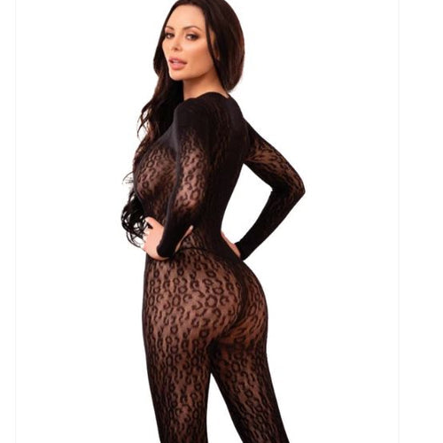 SAVAGE ME LUXE KITTY SLEEVE BODYSTOCKING BLACK - SB254