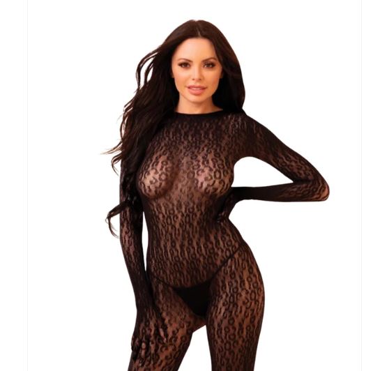 SAVAGE ME LUXE KITTY SLEEVE BODYSTOCKING BLACK - SB254