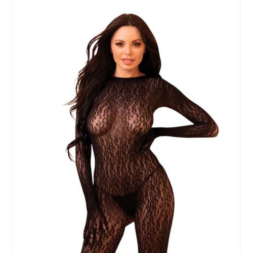 SAVAGE ME LUXE KITTY SLEEVE BODYSTOCKING BLACK - SB254