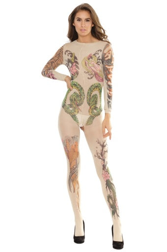 2560 - Tattoo Print Body Stocking