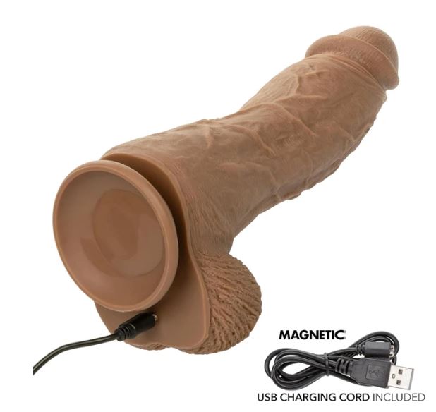STUDS RECHARGEABLE VIBRATING 9.5 SUCTION CUP DILDO ENERGY BROWN" - SE025722