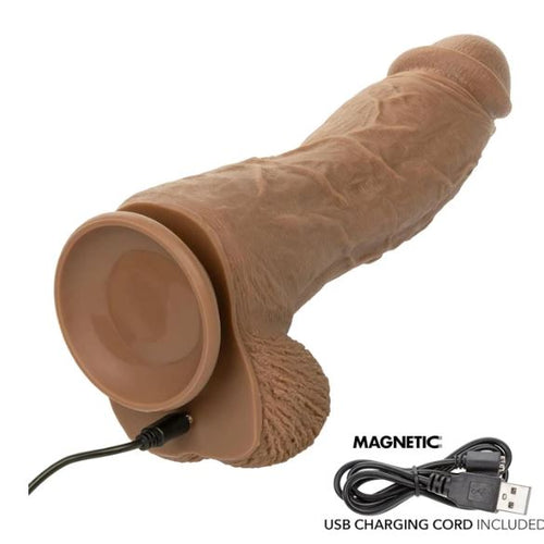 STUDS RECHARGEABLE VIBRATING 9.5 SUCTION CUP DILDO ENERGY BROWN" - SE025722