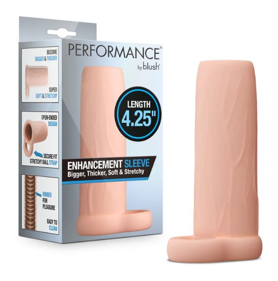 PERFORMANCE PENIS EXTENDER ENHANCEMENTE SLEEVE 4.25 VANILLA" - BN26833