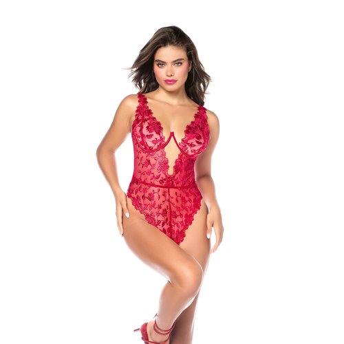 An opulent take on a classic silhouette. This extravagant teddy features monochrome embroi