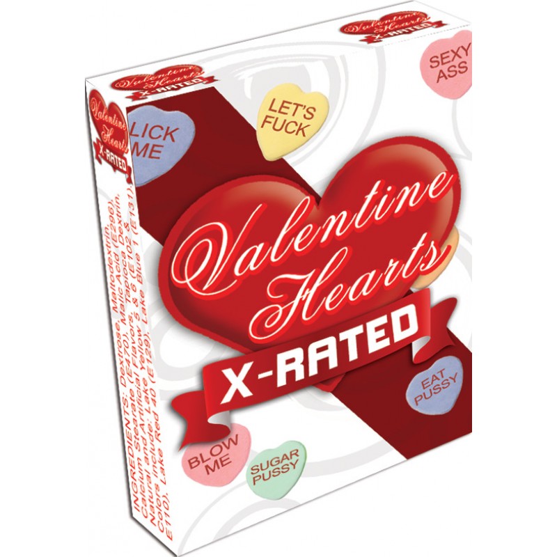 VALENTINES X RATED HEART CANDY W/ ASSORTED SAYINGS 24PC DSP