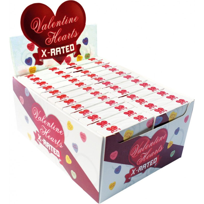 VALENTINES X RATED HEART CANDY W/ ASSORTED SAYINGS 24PC DSP