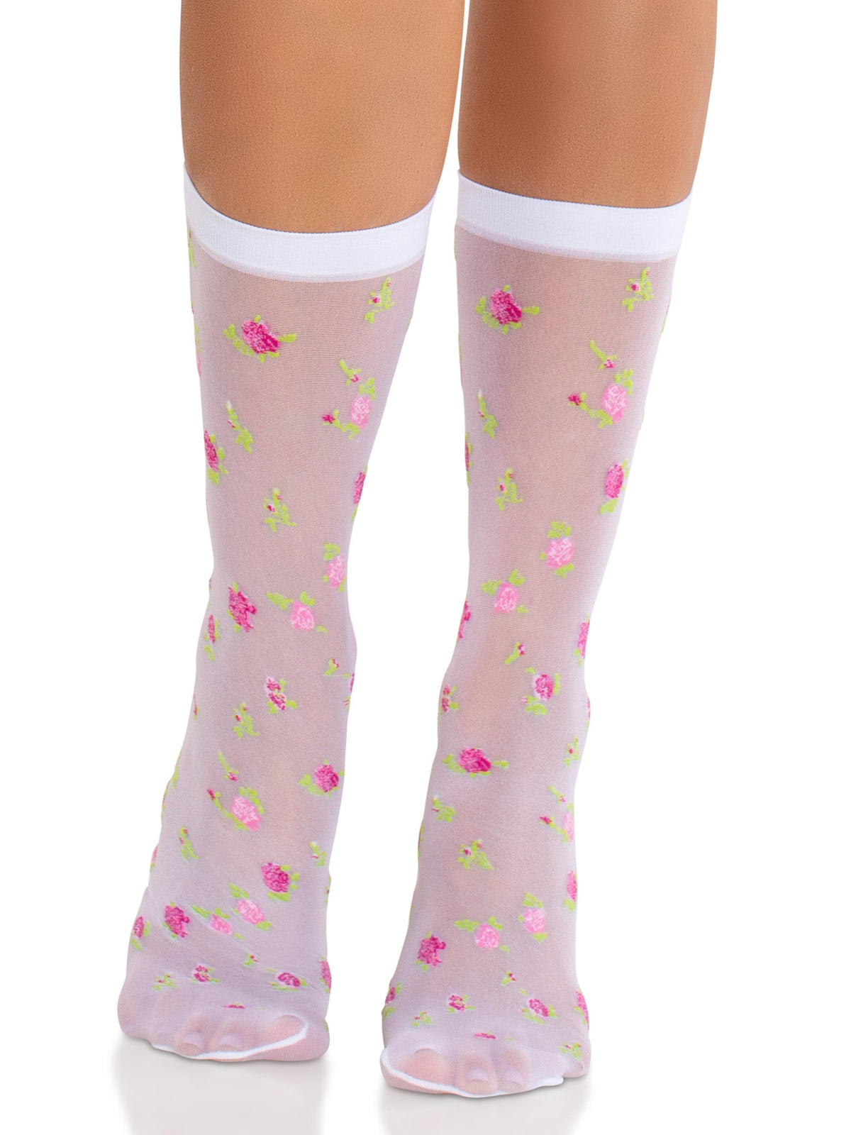 Rosette Sheer Crew Socks - 3004      10122