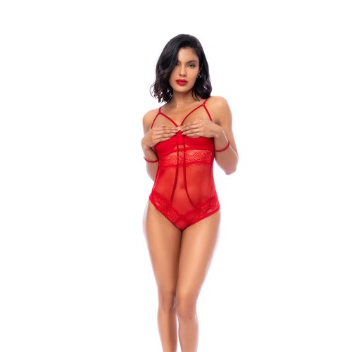 A sophisticated design with a mischievous and playful twist. Mesh and eyelash lace bodysui