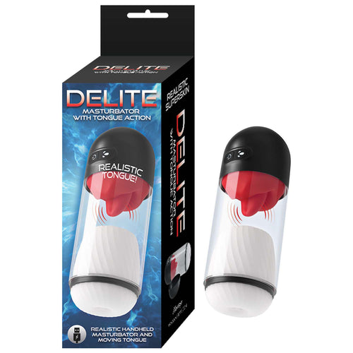 DELITE MASTURBATOR WITH TONGUE ACTION WHITE