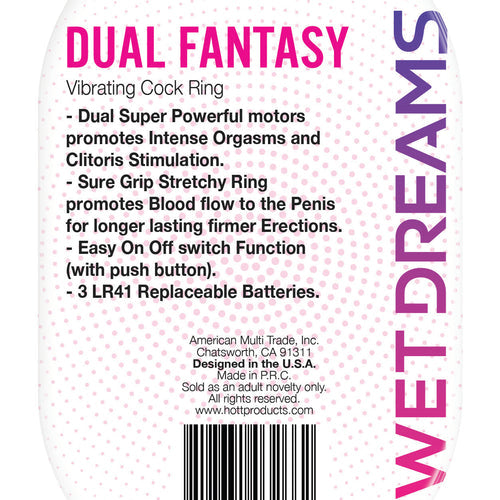 WET DREAMS DUAL FANTASY DUAL COCK RING W/ DUAL MOTORS
