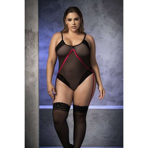 Enter the game of power and limitless seduction with this imposing teddy in transparent me