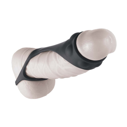 ENHANCER TEXTURED COCK STRAP & BALL STRETCHER BLACK - NW3301
