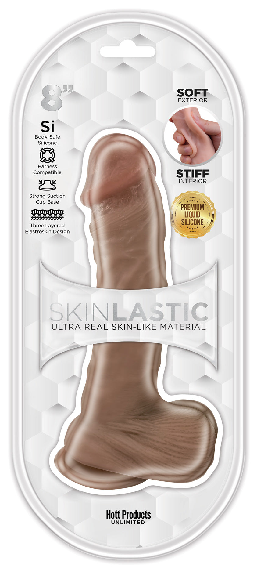 SKINSATIONS SKINLASTIC SLIDING SKIN 8IN DILDO W/ SUCTION BASE