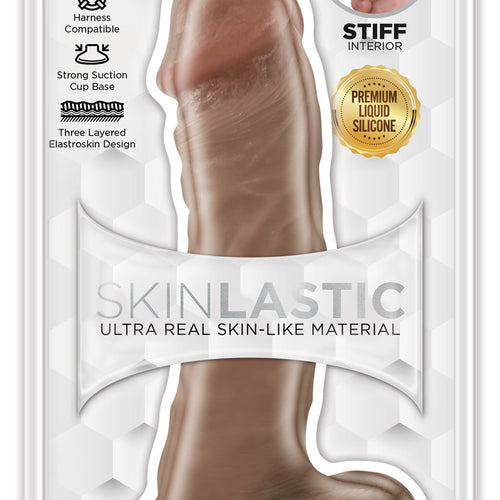 SKINSATIONS SKINLASTIC SLIDING SKIN 8IN DILDO W/ SUCTION BASE