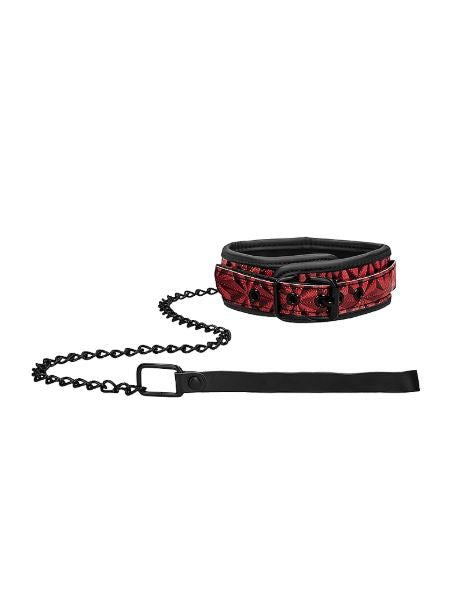 OUCH! LUXURY COLLAR WITH LEASH BURGUNDY - SHTOU343BUR