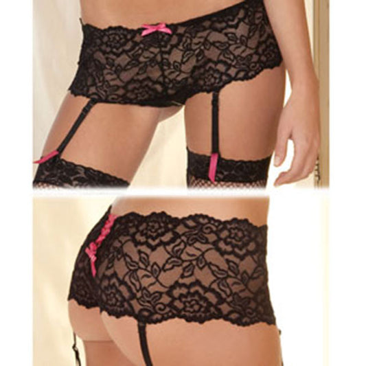 Rene Rofe Crotchless Lace Boyleg With Garters