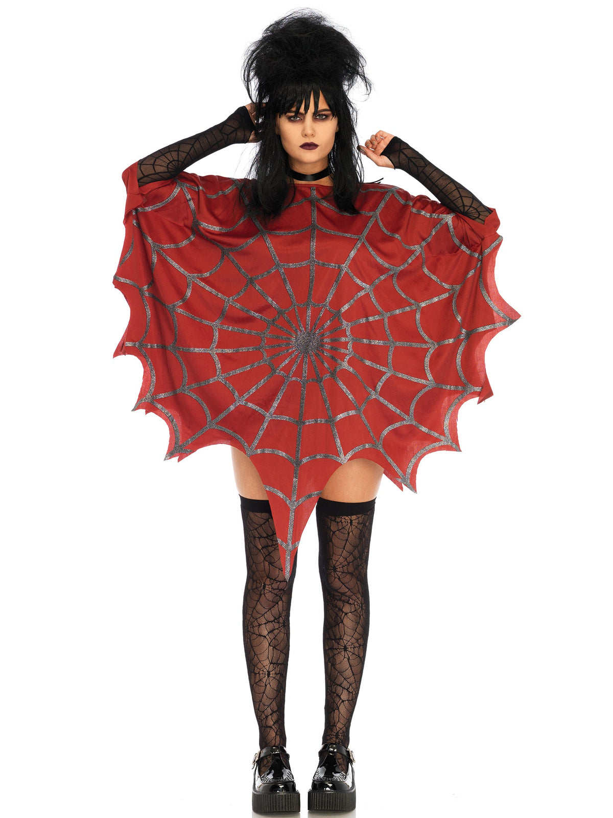 Gothic Glitter Spider Web Costume Poncho - 3762      00122